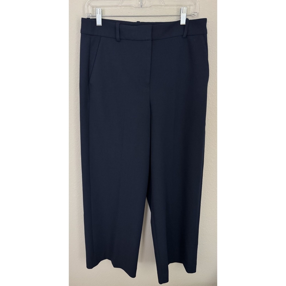 J.Crew Women's Carreman Wide Leg Trouser Pants Navy Blue Size 10 Career‎ Office